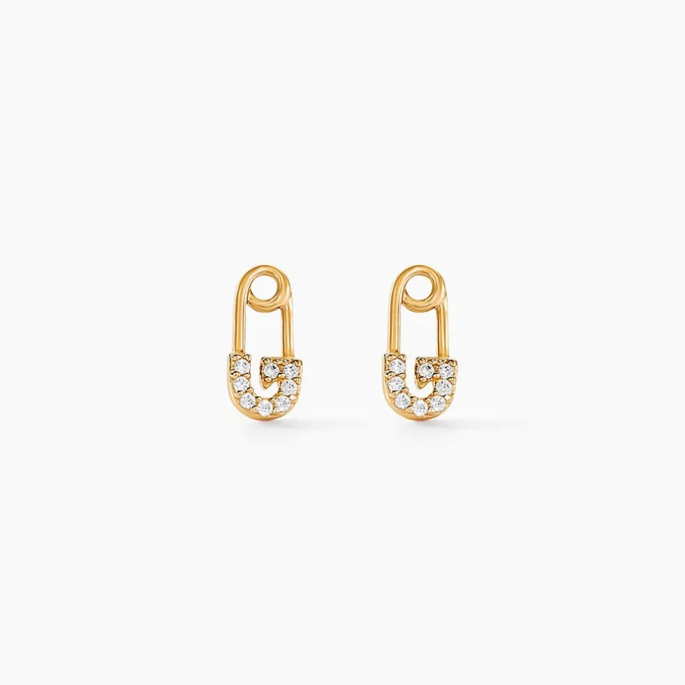 Boucles D'oreilles Puces Epiktetos Or Jaune Oxyde De Zirconium