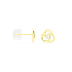 Boucles D'oreilles Puces Eleanor Fleur Or Jaune Oxyde De Zirconium