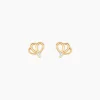 Boucles D'oreilles Puces Eleanor Fleur Or Jaune Oxyde De Zirconium