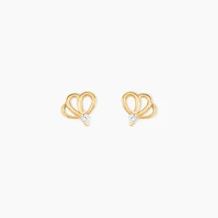 Boucles D'oreilles Puces Eleanor Fleur Or Jaune Oxyde De Zirconium