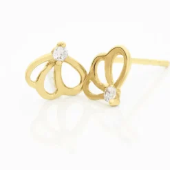 Boucles D'oreilles Puces Eleanor Fleur Or Jaune Oxyde De Zirconium