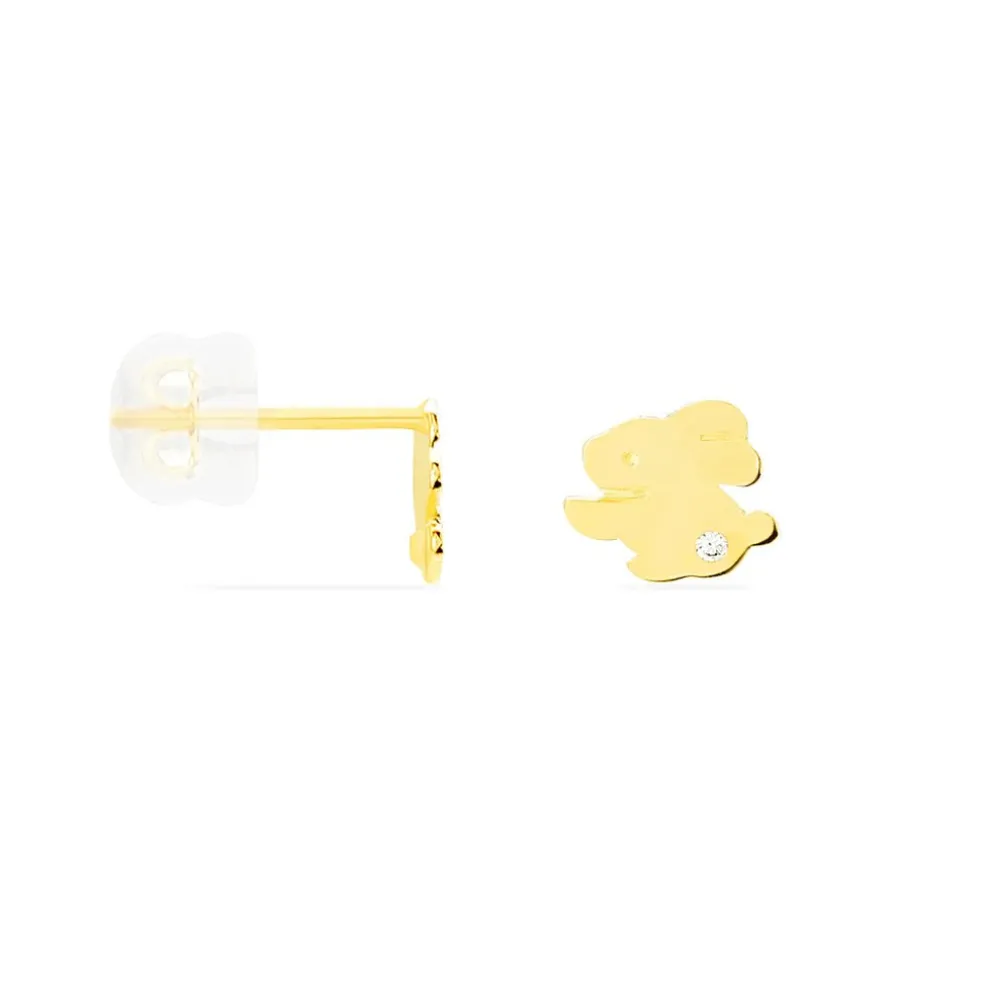 Boucles D'oreilles Puces Elioussa Lapin Or Jaune Oxyde De Zirconium