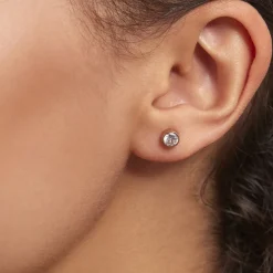 Boucles D'oreilles Puces Elda Serti Clos Or Rose Oxyde De Zirconium