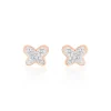 Boucles D'oreilles Puces Evaelle Papillon 0 Or Rose Strass