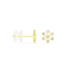 Boucles D'oreilles Puces Eileen Flocon Or Jaune Oxyde De Zirconium