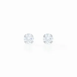 Boucles D'oreilles Puces Eddie Or Blanc Oxyde De Zirconium