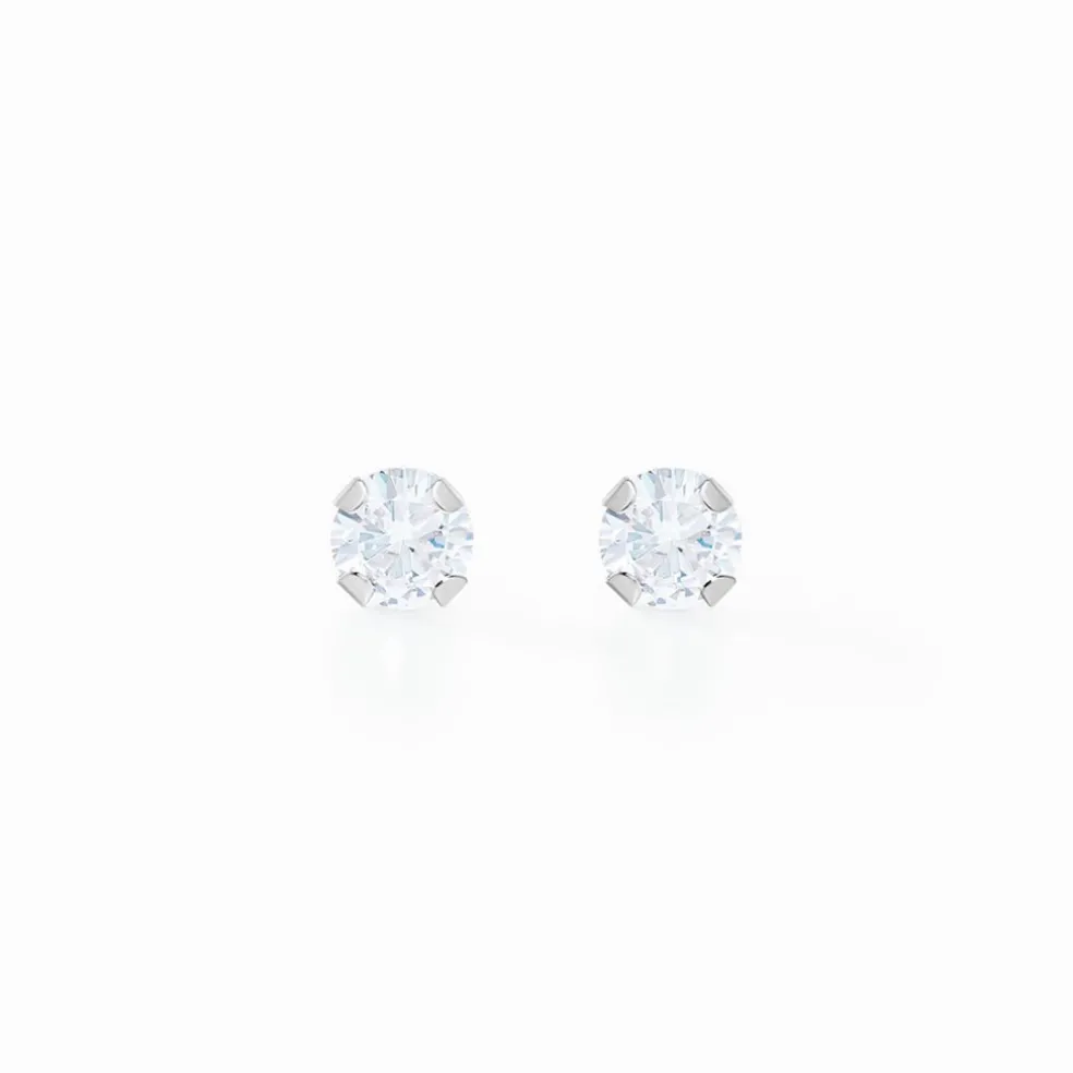 Boucles D'oreilles Puces Eddie Or Blanc Oxyde De Zirconium