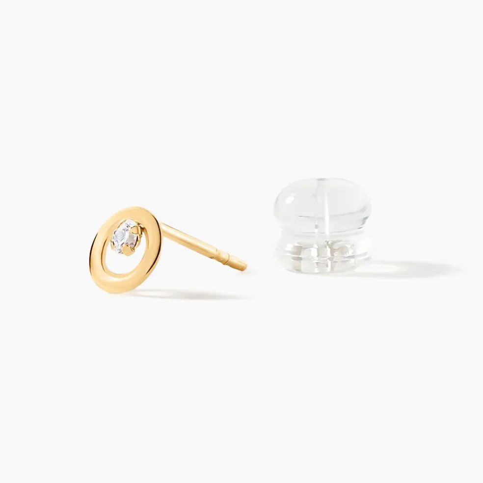 Boucles D'oreilles Puces Edmee Cercle Or Jaune Oxyde De Zirconium