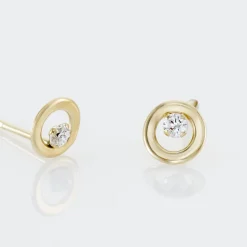 Boucles D'oreilles Puces Edmee Cercle Or Jaune Oxyde De Zirconium