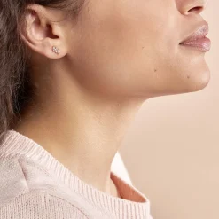 Boucles D'oreilles Puces Edma Or Rose Oxyde De Zirconium