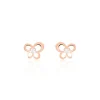 Boucles D'oreilles Puces Eleanor Fleur Or Rose Oxyde De Zirconium