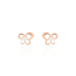 Boucles D'oreilles Puces Eleanor Fleur Or Rose Oxyde De Zirconium