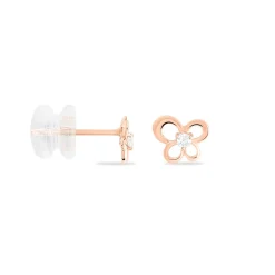 Boucles D'oreilles Puces Eleanor Fleur Or Rose Oxyde De Zirconium