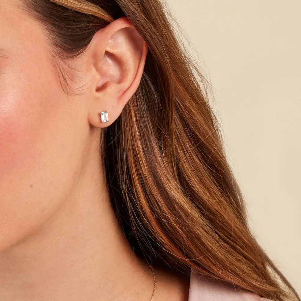 Boucles D'oreilles Puces Emilian Or Jaune Topaze