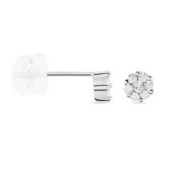 Boucles D'oreilles Puces Eleanor Fleur Or Blanc Oxyde De Zirconium