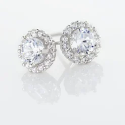 Boucles D'oreilles Puces Eternite Argent Blanc Oxyde De Zirconium