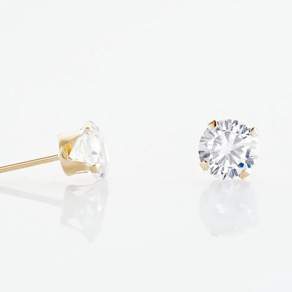 Boucles D'oreilles Puces Eddie Or Jaune Oxyde De Zirconium