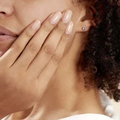 Boucles D'oreilles Puces Edy Serti Clos Or Blanc Topaze