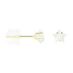 Boucles D'oreilles Puces Elais Etoile Or Jaune Oxyde De Zirconium