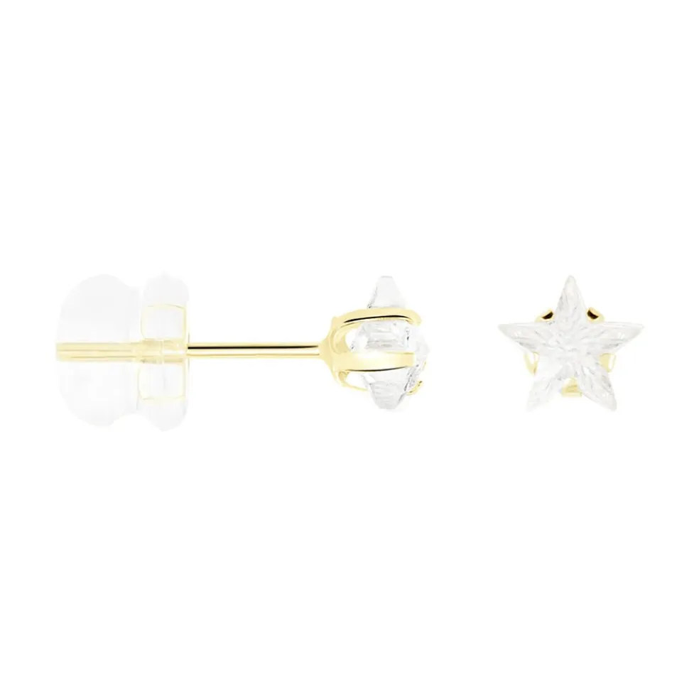 Boucles D'oreilles Puces Elais Etoile Or Jaune Oxyde De Zirconium