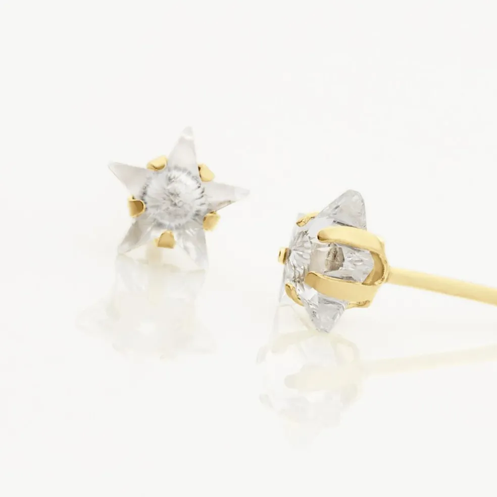Boucles D'oreilles Puces Elais Etoile Or Jaune Oxyde De Zirconium