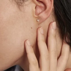 Boucles D'oreilles Puces Elais Etoile Or Jaune Oxyde De Zirconium