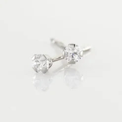 Boucles D'oreilles Puces Eddie Or Blanc Oxyde De Zirconium