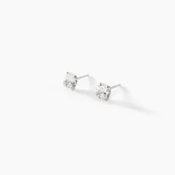 Boucles D'oreilles Puces Eddie Or Blanc Oxyde De Zirconium
