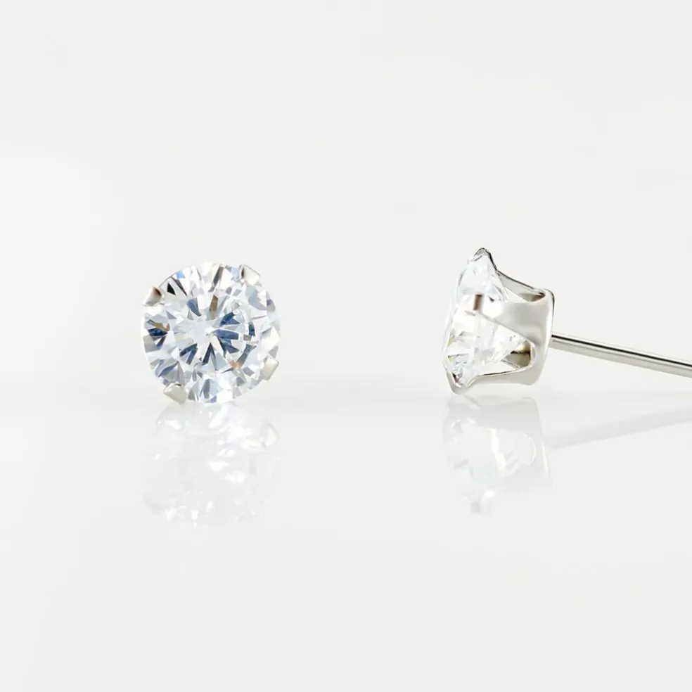 Boucles D'oreilles Puces Eddie Or Blanc Oxyde De Zirconium