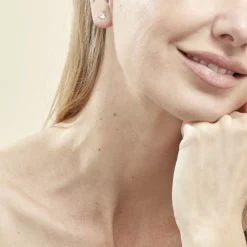 Boucles D'oreilles Puces Eddie Or Blanc Oxyde De Zirconium