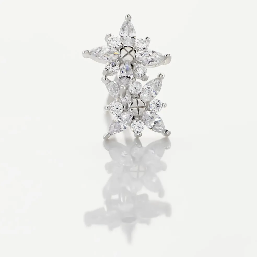 Boucles D'oreilles Puces Eclat Argent Blanc Oxyde De Zirconium