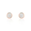 Boucles D'oreilles Puces Edmee Cercle 0 Or Rose Strass