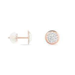 Boucles D'oreilles Puces Edmee Cercle 0 Or Rose Strass
