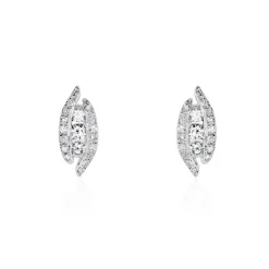 Boucles D'oreilles Puces Eternite Or Blanc Diamant