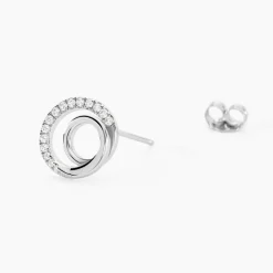 Boucles D'oreilles Puces Eliseum Argent Blanc Oxyde De Zirconium