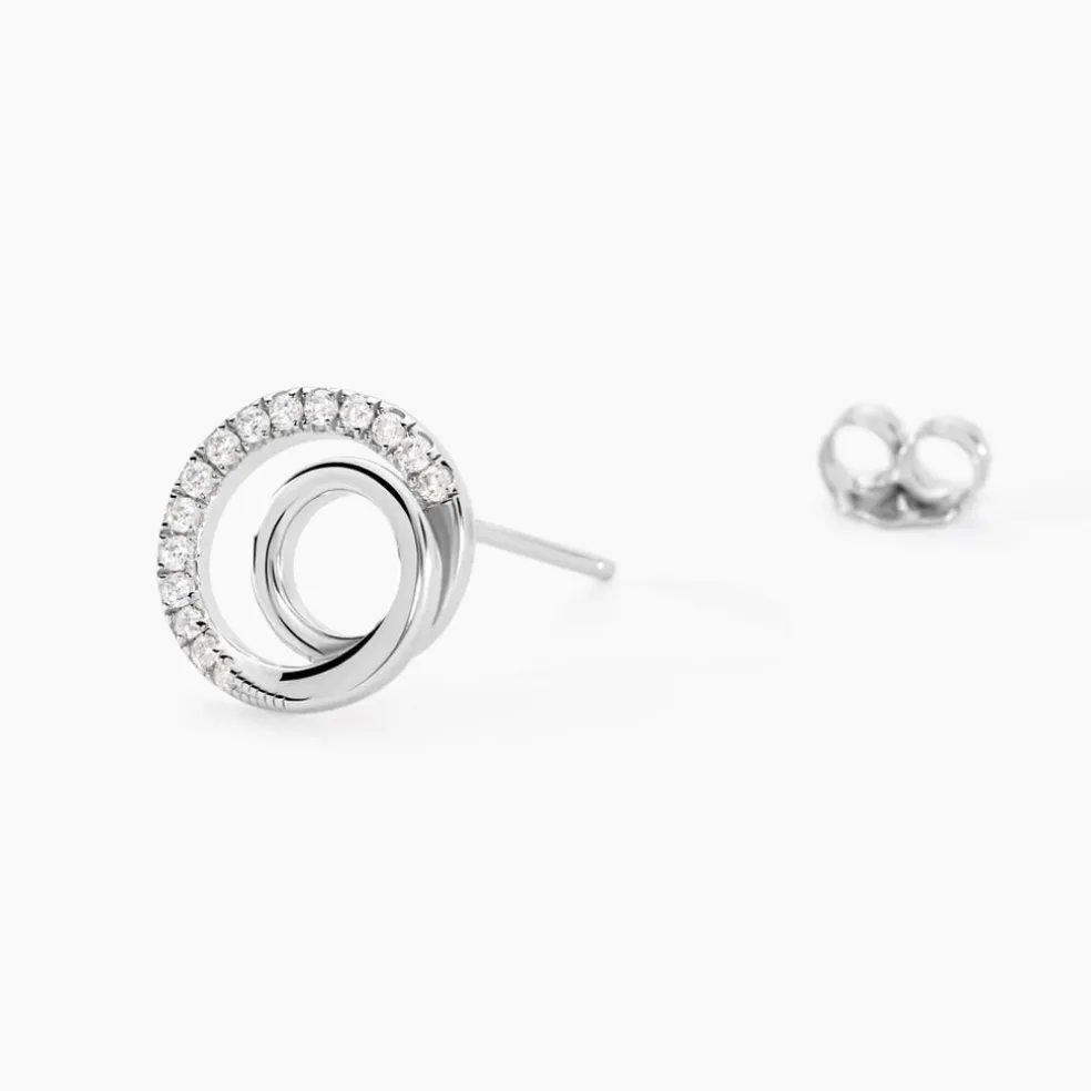 Boucles D'oreilles Puces Eliseum Argent Blanc Oxyde De Zirconium