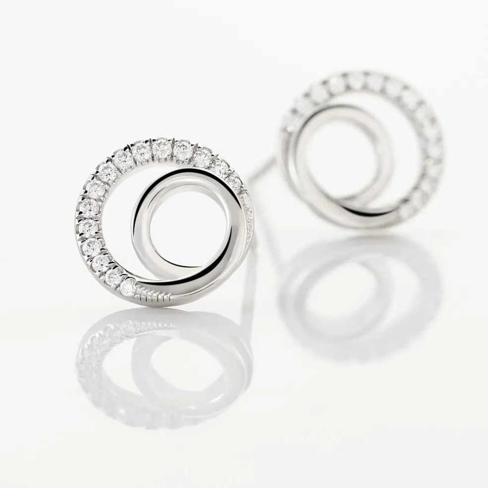 Boucles D'oreilles Puces Eliseum Argent Blanc Oxyde De Zirconium