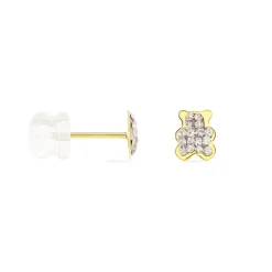Boucles D'oreilles Puces Emerica Ours 0 Or Jaune Strass