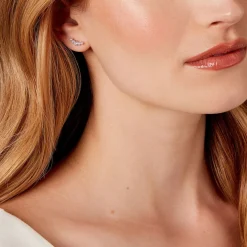 Boucles D'oreilles Puces Elinore Argent Blanc Oxyde De Zirconium