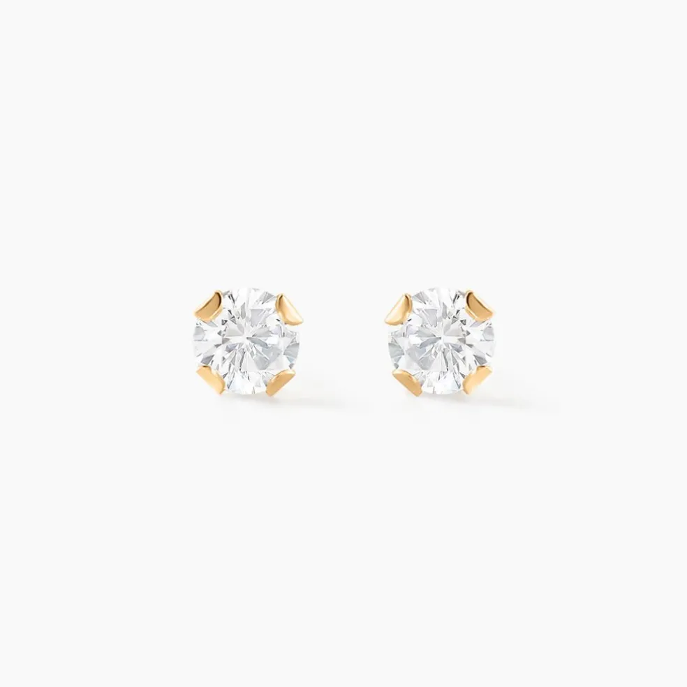 Boucles D'oreilles Puces Eddie Or Jaune Oxyde De Zirconium