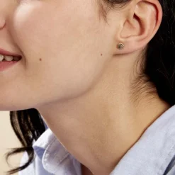 Boucles D'oreilles Puces Franzine Coquillage Or Jaune