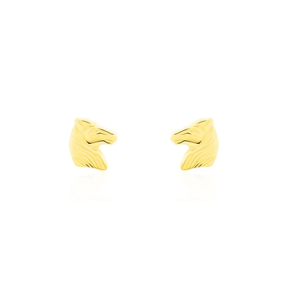 Boucles D'oreilles Puces Freyia Cheval Or Jaune