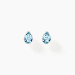 Boucles D'oreilles Puces Fassia Or Blanc Topaze