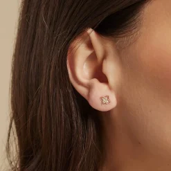 Boucles D'oreilles Puces Fionae Or Jaune Oxyde De Zirconium