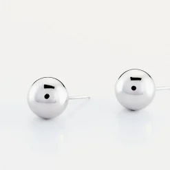 Boucles D'oreilles Puces Fidelia Boule Or Blanc