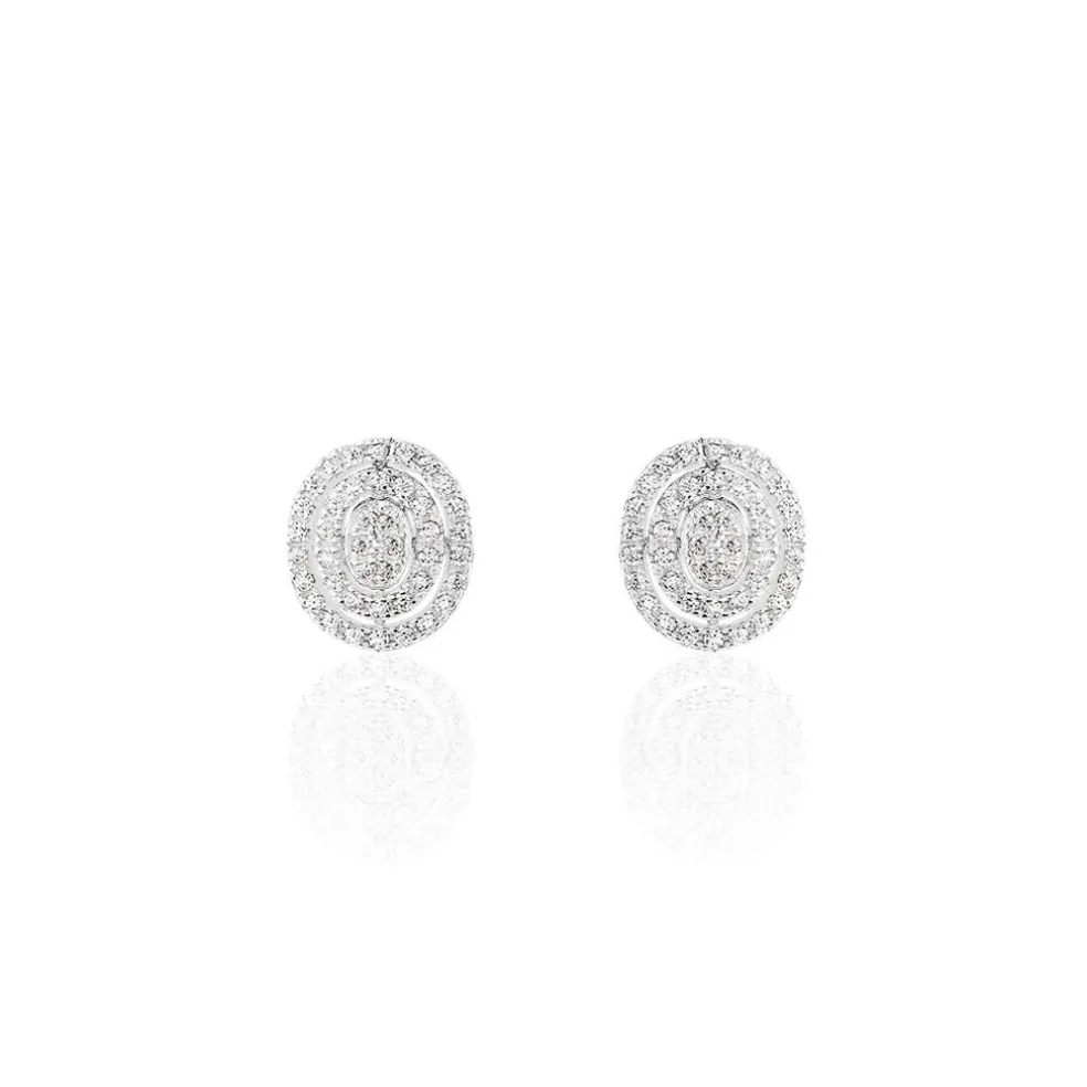 Boucles D'oreilles Puces Fidjy Argent Blanc Oxyde De Zirconium