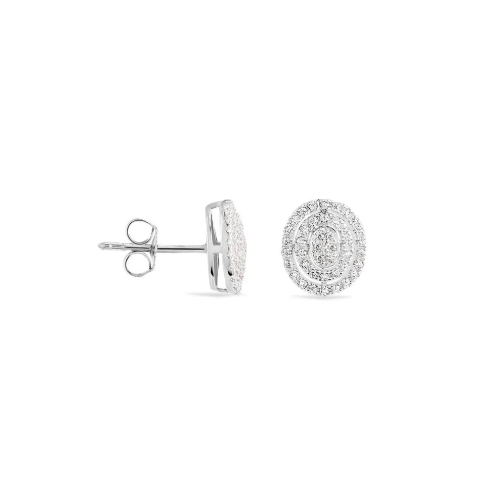 Boucles D'oreilles Puces Fidjy Argent Blanc Oxyde De Zirconium