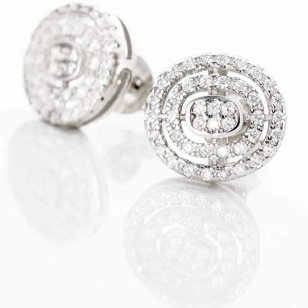 Boucles D'oreilles Puces Fidjy Argent Blanc Oxyde De Zirconium