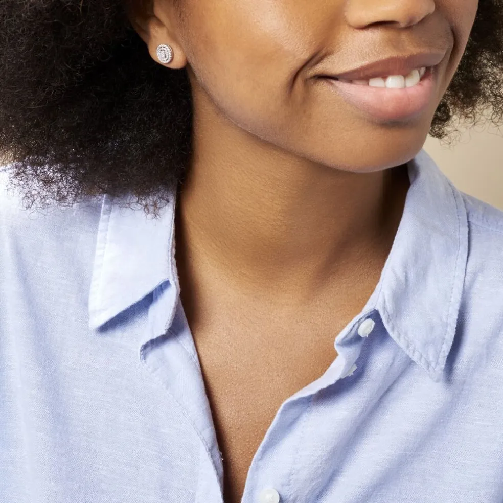 Boucles D'oreilles Puces Fidjy Argent Blanc Oxyde De Zirconium