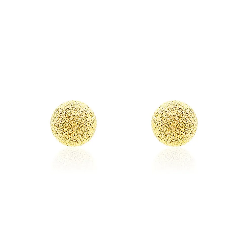 Boucles D'oreilles Puces Fidelia Boule Sablee Or Jaune